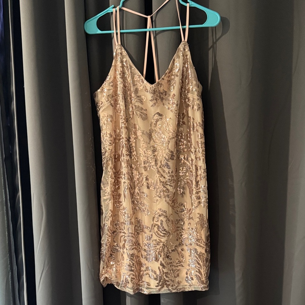 Xhilaration Champagne Sequin Slip Mini Dress
